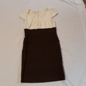 Size 14 cream and brown dress